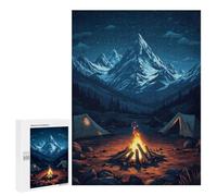Rompecabezas 500 PCS para Adultos The Mountain Campfire Under Stars Rompecabezas para Adultos Juguete Decoración De Pared Decoración Perfecta Regalos para Reducir El Estrés 500 PCS