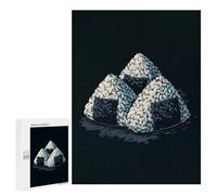 Rompecabezas 500 PCS para Adultos Three Onigiri Illustration on Dark Background Rompecabezas para Adultos Juego De Ingenio Regalo De Cumpleaños Ayuda A Ejercitar El Cerebro 500 PCS