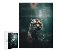 Rompecabezas 500 PCS para Adultos Tiger Underwater Swimming Rompecabezas para Adultos Juegos Divertidos Vacaciones En Casa Matar El Tiempo para Cumpleaños, Navidad 500 PCS