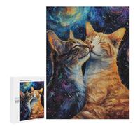 Rompecabezas 500 PCS para Adultos Two Cats In Love Together Rompecabezas para Adultos Juego De Ingenio Regalo De Cumpleaños Ayuda A Ejercitar El Cerebro 500 PCS