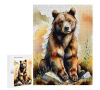 Rompecabezas 500 PCS para Adultos Watercolor Brown Bear Rompecabezas Juego Familiar Difícil Oferta Difícil como Regalo para Toda La Familia 500 PCS