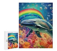 Rompecabezas 500 PCS para Adultos Whale in Rainbow Garden Rompecabezas De Juguete para Decoración De Pared, Divertido Y Humorístico, Cumpleaños 500 PCS