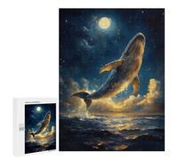 Rompecabezas 500 PCS para Adultos Whale in The Night Sky Rompecabezas para Adultos Juguetes De Bricolaje Pero Divertidos Y Humorísticos para Cumpleaños, Navidad 500 PCS
