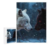 Rompecabezas 500 PCS para Adultos White and Black Wolves in Snow Rompecabezas para Adultos Juego De Ingenio Regalo De Cumpleaños Ayuda A Ejercitar El Cerebro 500 PCS