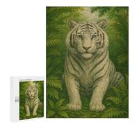 Rompecabezas 500 PCS para Adultos White Tiger in Jungle Painting Rompecabezas para Adolescentes Juguetes Antiestrés Desafío Difícil Ayuda A Ejercitar El Cerebro 500 PCS