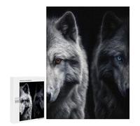 Rompecabezas 500 PCS para Adultos White Wolf and Black Wolf Rompecabezas para Adultos Juegos De Relajación Decoración Cumpleaños 500 PCS