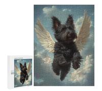 Rompecabezas 500 PCS para Adultos Winged Black Dog in The Sky Pet Memorial Art Rompecabezas para Adultos Juegos Familiares Carrera De Velocidad Manual Regalos para Amigos Y Familiares 500 PCS