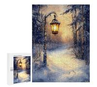 Rompecabezas 500 PCS para Adultos Winters Glow Lantern Light on A Snowy Path Rompecabezas para Adultos Juegos Relajantes Corte De Precisión Oferta como Regalo para Toda La Familia 500 PCS