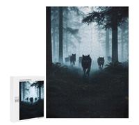 Rompecabezas 500 PCS para Adultos Wolf Pack in Foggy Forest Rompecabezas para Adultos Juegos Relajantes Corte De Precisión Oferta como Regalo para Toda La Familia 500 PCS