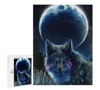Rompecabezas 500 PCS para Adultos Wolf Under The Moon Rompecabezas para Adultos Juegos Divertidos Vacaciones En Casa Matar El Tiempo para Cumpleaños, Navidad 500 PCS