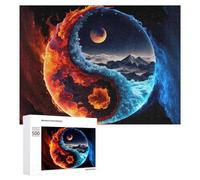 Rompecabezas 500 PCS para Adultos Yin Yang Fire Meets Ice Rompecabezas De Juguete para Decoración De Pared, Divertido Y Humorístico, Cumpleaños 500 PCS