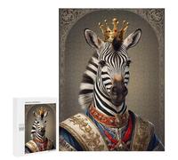 Rompecabezas 500 PCS para Adultos Zebra King Portrait Rompecabezas para Adultos Juguete Decoración De Pared Decoración Perfecta Regalos para Reducir El Estrés 500 PCS