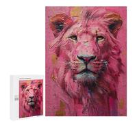 Rompecabezas 500 PCS Pink Lion Abstract Painting Rompecabezas para Adultos Desafío Educativo De Ensamblaje De Patrones De Rompecabezas Regalos De Cumpleaños Y Únicos 500 PCS