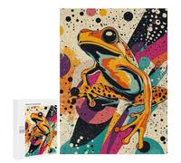 Rompecabezas 500 PCS Playful Frog Pop Art Print Colorful Nature Décor, Animal Lover Gift, Retro Wall Art F... Rompecabezas para Adultos Juguete Decoración De Pared Regalo De Cumpleaños Oferta como Re