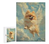 Rompecabezas 500 PCS Pomeranian Angel Pet Memorial Tribute Angel Dog Rompecabezas para Adultos Juguete Decoración De Pared Regalo De Cumpleaños Oferta como Regalos para Toda La Familia 500 PCS