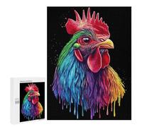 Rompecabezas 500 PCS Pop Art Rainbow Rhode Island Red Rooster Rompecabezas para Adultos Juguete Decoración De Pared Patrón De Ensamblaje Oferta como Regalos para Toda La Familia 500 PCS