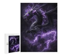 Rompecabezas 500 PCS Purple Lightning Dragon Rompecabezas para Adultos Juguete Decoración De Pared Patrón De Ensamblaje Oferta como Regalos para Toda La Familia 500 PCS