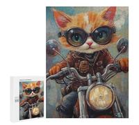 Rompecabezas 500 PCS Rider Cat Biker Style -1 Rompecabezas para Adultos Mejora La Memoria Interacción Entre Padres E Hijos Juegos De Ingenio para La Familia 500 PCS