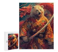 Rompecabezas 500 PCS Samurai Bear with Dragon Sword Rompecabezas para Adolescentes Carrera De Velocidad Manual Actividades Divertidas En Casa Juego Desafiante Y Juego Familiar 500 PCS