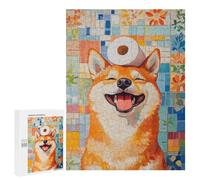 Rompecabezas 500 PCS Smiling Shiba Inu with Toilet Paper Rompecabezas para Adultos Juguete Decoración De Pared Regalo De Cumpleaños Oferta como Regalos para Toda La Familia 500 PCS