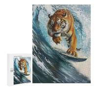 Rompecabezas 500 PCS Surfing Tiger Surfer Wave Rompecabezas Juguetes Antiestrés Pero Divertidos Y Humorísticos Oferta como Regalos para Toda La Familia 500 PCS