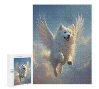 Rompecabezas 500 PCS Winged Samoyed Dog Flying in Sky Samoyed Angel Heavenly Tribute Art Rompecabezas para Adultos Juguete Decoración De Pared Regalo De Cumpleaños Oferta como Regalos para Toda La F