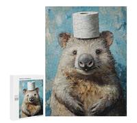 Rompecabezas 500 PCS Wombat with Toilet Paper Hat Rompecabezas para Adultos Juguete Decoración De Pared Patrón De Ensamblaje Oferta como Regalos para Toda La Familia 500 PCS