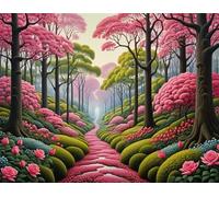 Rompecabezas 500 Piezas para Adultos 52 x 38 cm,Juego Antiestrés, DIY Puzzle para Veladas en Familia y Regalos Originales (Bosque Rosa Verde)