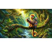 Rompecabezas 500 Piezas para Adultos 52 x 38 cm,Juego Antiestrés, DIY Puzzle para Veladas en Familia y Regalos Originales (Paisaje de Monos de la Jungla)