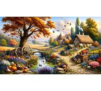 Rompecabezas 5000 Piezas para Adultos 156 x 105 cm,Juego Antiestrés, DIY Puzzle para Veladas en Familia y Regalos Originales (Paisaje de jardín Rural)