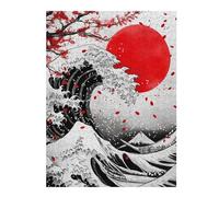 Rompecabezas 52x38cm/1000pcs Katsushika Hokusai Wave Red Moon Rompecabezas para Adultos Juguete Decoración De Pared Regalos para Mujeres Cumpleaños Y Navidad 52x38cm/1000pcs
