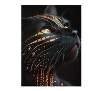 Rompecabezas 52x38cm/1000pcs para Adolescentes Abyssinian Black Cat with Golden Pattern Rompecabezas para Adultos Juegos Familiares Alivia El Estrés Cumpleaños 52x38cm/1000pcs
