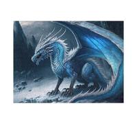 Rompecabezas 52x38cm/1000pcs Para Adolescentes Blue Ice Dragon in Snowy Landscape Rompecabezas Para Adultos Juguetes De Bricolaje Pero Divertidos Y Humorísticos Difíciles Y Desafiantes 52x38cm/1000pcs