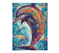 Rompecabezas 52x38cm/1000pcs para Adolescentes Colorful Abstract Dolphin Art Rompecabezas para Adultos Juguetes Antiestrés Regalos para Mujeres 52x38cm/1000pcs