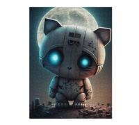 Rompecabezas 52x38cm/1000pcs para Adolescentes Robotic Cat with Glowing Eyes Rompecabezas para Adultos Juguetes Antiestrés Decoración del Hogar Regalos para Reducir El Estrés 52x38cm/1000pcs