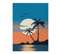 Rompecabezas 52x38cm/1000pcs para Adolescentes Sunset Palm Reflections Rompecabezas para Adultos Juegos De Relajación Desafío Difícil Regalo De Cumpleaños, Regalos, 52x38cm/1000pcs