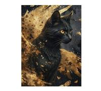 Rompecabezas 52x38cm/1000pcs para Adultos Black and Gold Cat Angel Rompecabezas Juegos De Relajación Análisis Y Lógica Oferta como Regalos para Toda La Familia 52x38cm/1000pcs