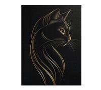 Rompecabezas 52x38cm/1000pcs para Adultos Golden Line Black Cat Rompecabezas Familiar Juego Regalos para Mujeres para Cumpleaños, Navidad 52x38cm/1000pcs