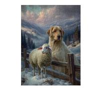 Rompecabezas 52x38cm/1000pcs para Adultos Winter Farm Scene with Dog and Sheep Rompecabezas Juego De Ingenio Aliviador De Estrés Regalos Cumpleaños 52x38cm/1000pcs