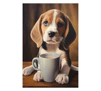 Rompecabezas 75x50cm/1000pcs Cute Dog Puppy Coffee Pup Rompecabezas para Adultos Juguetes Antiestrés Montaje De Patrones Cumpleaños Y Navidad 75x50cm/1000pcs