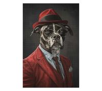 Rompecabezas 75x50cm/1000pcs para Adolescentes American Staffordshire Terrier Suit and Hat Rompecabezas para Adolescentes Juego Familiar Mejora La Memoria Reducción del Estrés Regalos 75x50cm/1000pcs