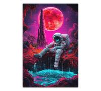 Rompecabezas 75x50cm/1000pcs para Adolescentes Astronaut Under Red Moon Rompecabezas para Adultos Juego Práctico Decoración Ayuda A Ejercitar El Cerebro 75x50cm/1000pcs