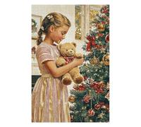 Rompecabezas 75x50cm/1000pcs para Adolescentes Girl with Teddy Bear by Christmas Tree Rompecabezas para Adultos Juego Práctico Corte De Precisión Regalos De Cumpleaños Y Únicos 75x50cm/1000pcs