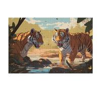 Rompecabezas 75x50cm/1000pcs para Adolescentes Two Tigers Confront Each Other in The Wild Rompecabezas De Juguete para Decoración De Pared, Desafío Educativo De Ensamblaje De Patrones 75x50cm/1000pcs