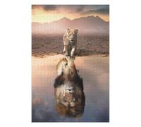 Rompecabezas 75x50cm/1000pcs para Adolescentes Young Lion Reflection in Water Rompecabezas para Adultos Juegos De Relajación Análisis Y Lógica Difícil Y Desafiante 75x50cm/1000pcs
