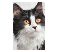 Rompecabezas 75x50cm/1000pcs para Adultos Black & White Fluffy Cat-2 Rompecabezas para Adolescentes Juego Práctico Que Mejora La Memoria Reducción del Estrés Regalos 75x50cm/1000pcs