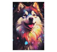 Rompecabezas 75x50cm/1000pcs para Adultos Colorful Husky Art Print Rompecabezas para Adolescentes Juego Práctico Que Mejora La Memoria Reducción del Estrés Regalos 75x50cm/1000pcs