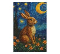Rompecabezas 75x50cm/1000pcs para Adultos Rabbit in Starry Night Style Rompecabezas para Adultos Juego Familiar Decoración Perfecta Cumpleaños Y Navidad 75x50cm/1000pcs