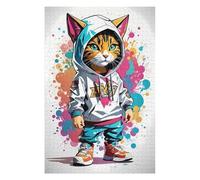 Rompecabezas 75x50cm/1000pcs para Adultos Stylish Cat Hoodie Artwork Rompecabezas para Adultos Juegos Relajantes Pero Divertidos Y Humorísticos Cumpleaños 75x50cm/1000pcs