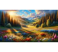 Rompecabezas 90 Piezas para Adultos 25 x 20 cm,Juego Antiestrés, DIY Puzzle para Veladas en Familia y Regalos Originales (Flores de Sunrise Grove)